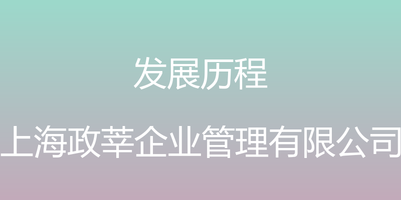 发展历程 - 上海政莘企业管理有限公司