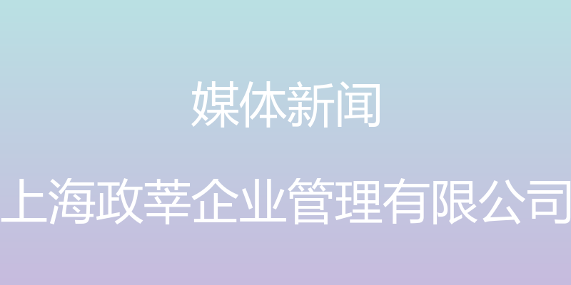 媒体新闻 - 上海政莘企业管理有限公司