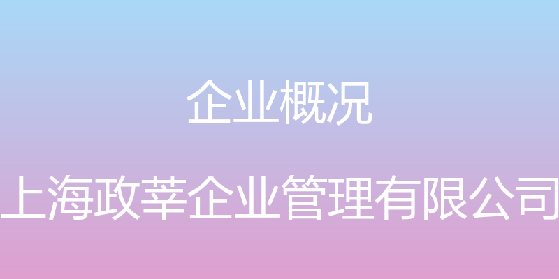 企业概况 - 上海政莘企业管理有限公司